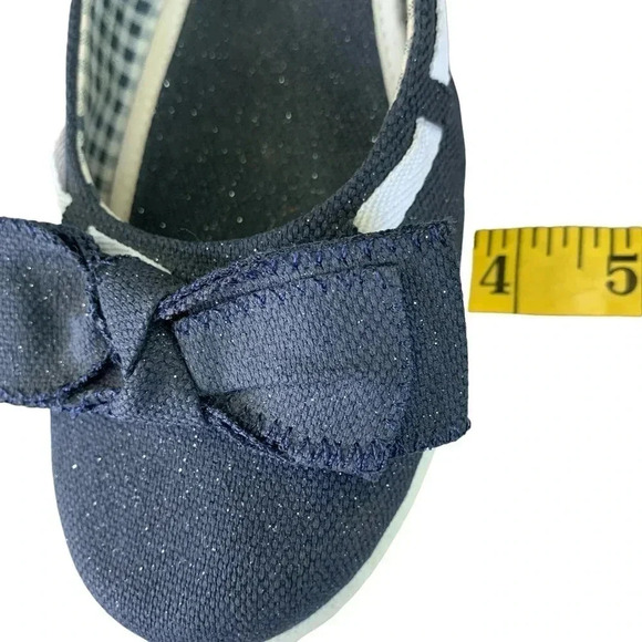 Dr. Scholl's Canvas Bow Tie Low Wedge Pump Slip On Shoes Size 10M Blue Glitters - Picture 12 of 16